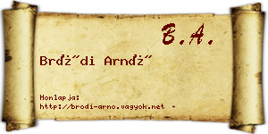 Bródi Arnó névjegykártya